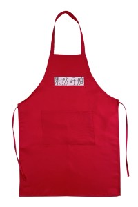 訂製玫紅色掛脖后綁帶圍裙     設計印花果然好瘦logo    有袋設計   圍裙訂造  餐廳圍裙   圍裙製造工廠   AP202